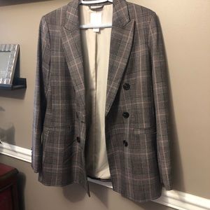 Plaid double breasted blazer